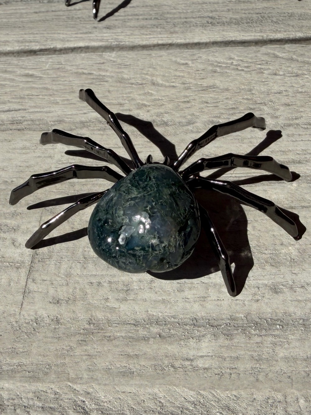 Natural Moss Agate Spider Necklace Green   Stone Statement Pendant - Picture 6 of 6